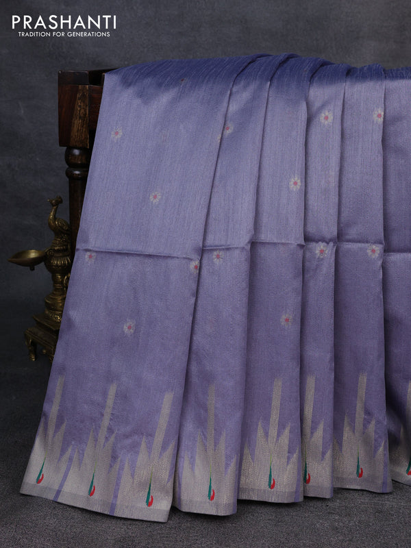 Semi paithani saree grey with allover zari woven buttas and paithani pallu