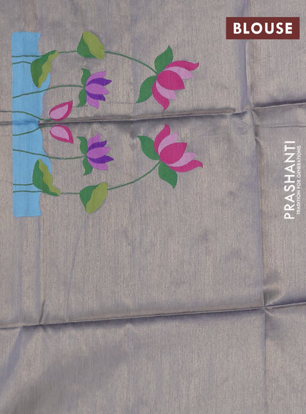 Semi paithani saree grey with allover zari woven buttas and paithani pallu