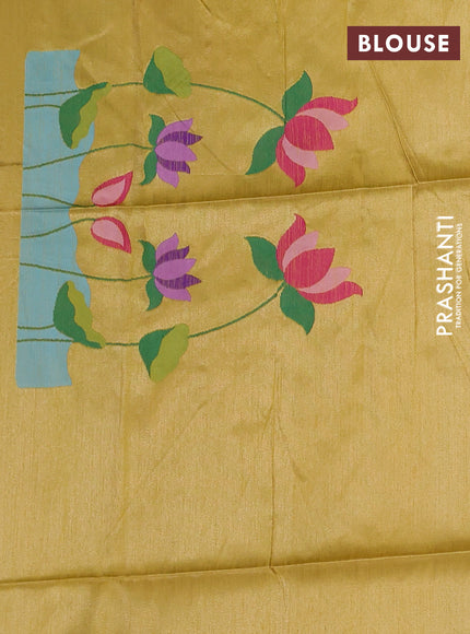 Semi paithani saree yellow with allover zari woven buttas and paithani pallu