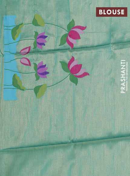 Semi paithani saree teal green with allover zari woven buttas and paithani pallu
