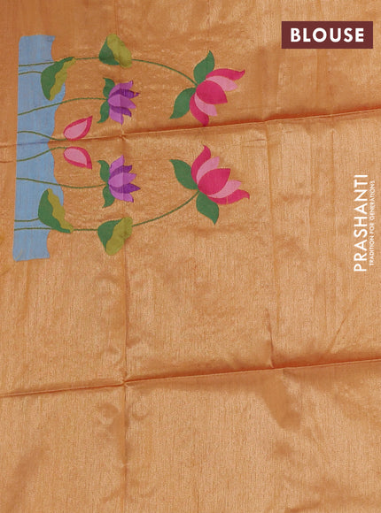 Semi paithani saree orange with allover zari woven buttas and paithani pallu