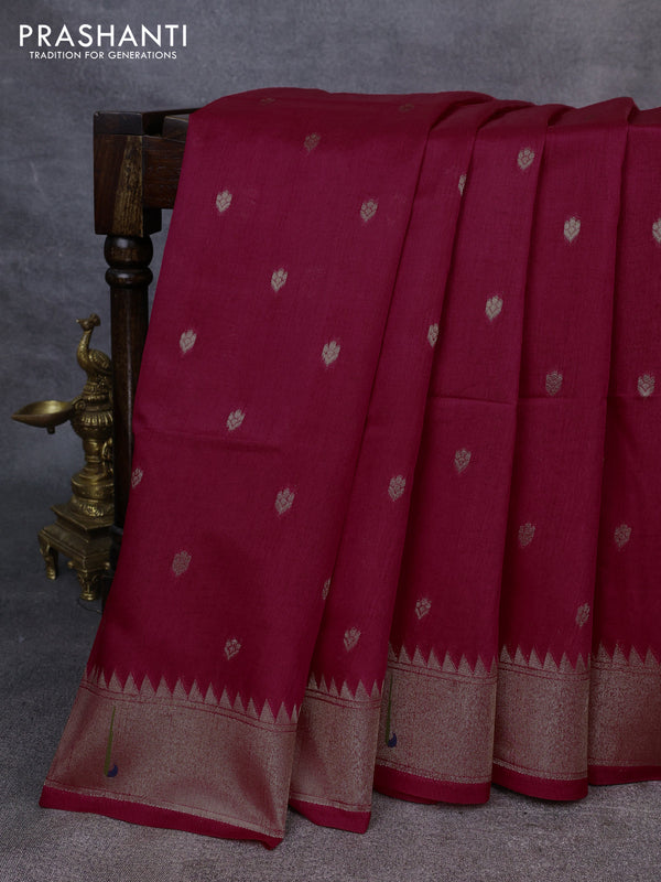 Semi paithani saree pink with allover zari woven buttas and paithani pallu