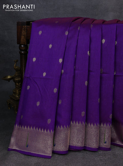 Semi paithani saree purple with allover zari woven buttas and paithani pallu