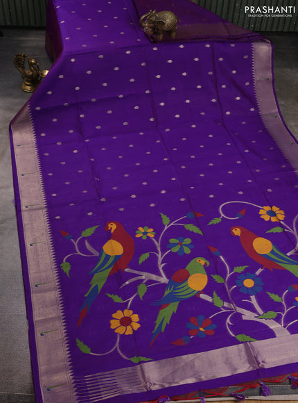 Semi paithani saree purple with allover zari woven buttas and paithani pallu