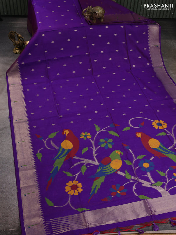 Semi paithani saree purple with allover zari woven buttas and paithani pallu