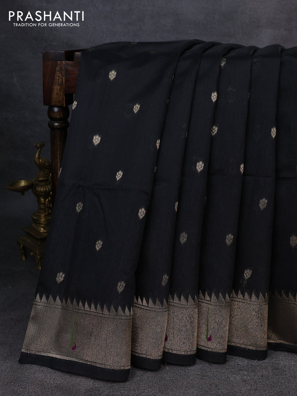 Semi paithani saree black with allover zari woven buttas and paithani pallu