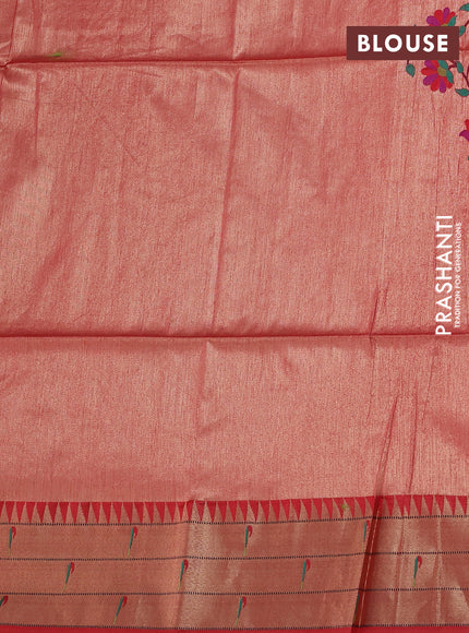 Semi paithani saree red with allover zari woven buttas and paithani pallu