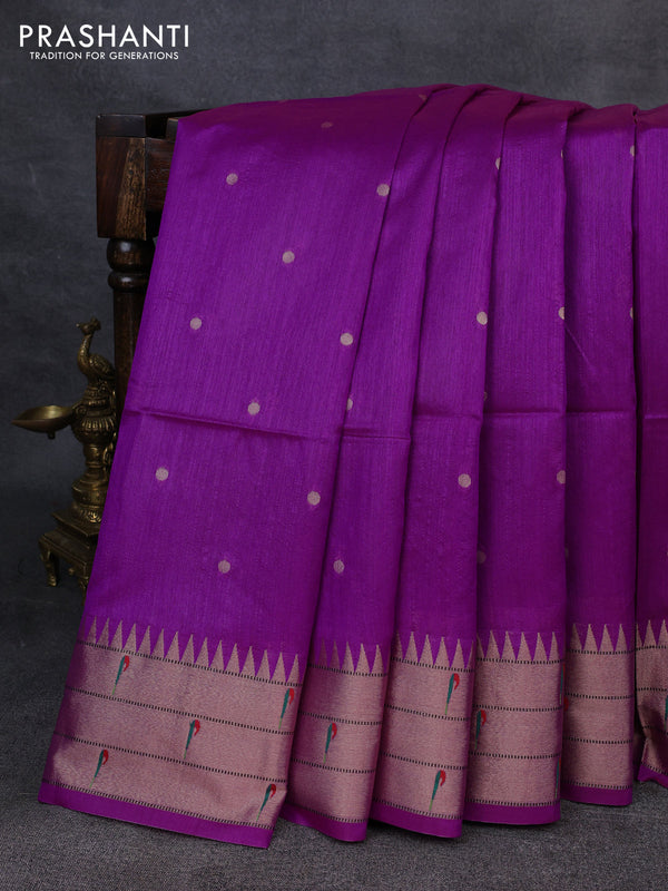 Semi paithani saree purple with allover zari woven buttas and paithani pallu