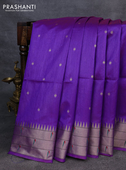 Semi paithani saree purple with allover zari woven buttas and paithani pallu