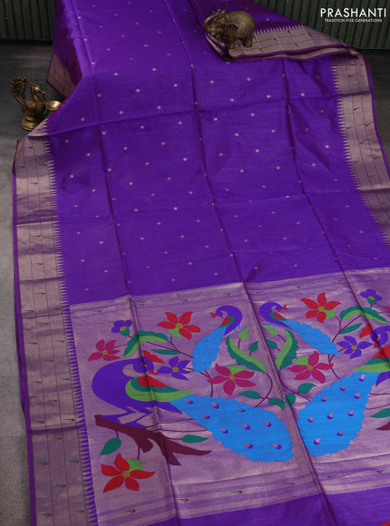 Semi paithani saree purple with allover zari woven buttas and paithani pallu