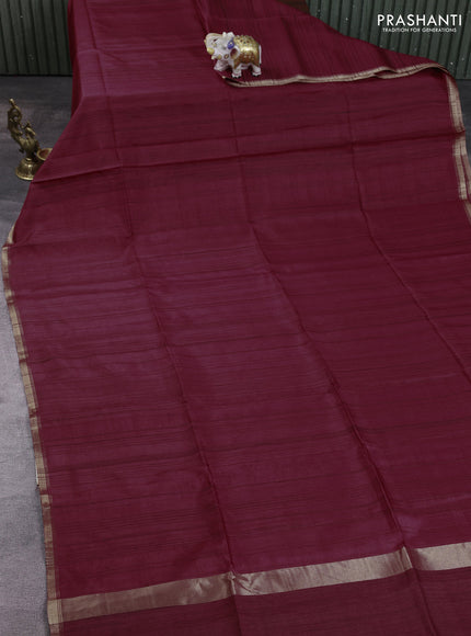 Semi matka saree maroon with thread stripe pattern and kalamkari pita work border