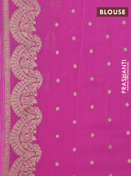 Banarasi semi georgette saree pink with allover thread & zari weaves and woven border