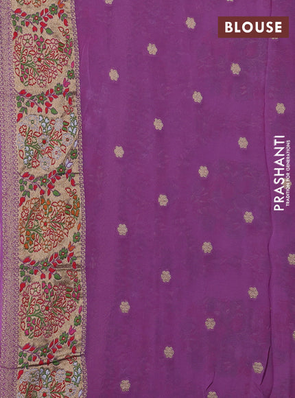 Banarasi semi georgette saree lavender with allover thread & zari weaves and woven border