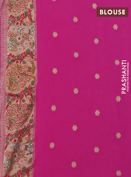 Banarasi semi georgette saree candy pink with allover thread & zari weaves and woven border