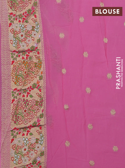 Banarasi semi georgette saree light pink with allover thread & zari weaves and woven border