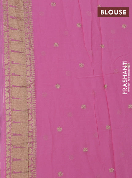Banarasi semi georgette saree light pink with allover zari zigzag weaves and paithani style border