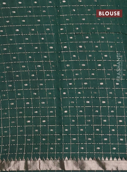 Semi chanderi saree maroon and green with allover zari checks & buttas and zari woven border