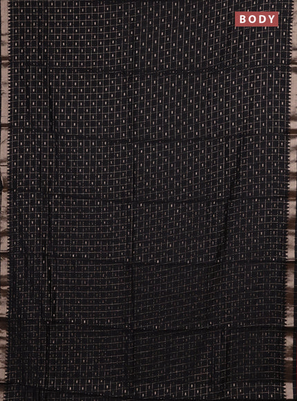 Semi chanderi saree black and deep maroon with allover zari checks & buttas and zari woven border