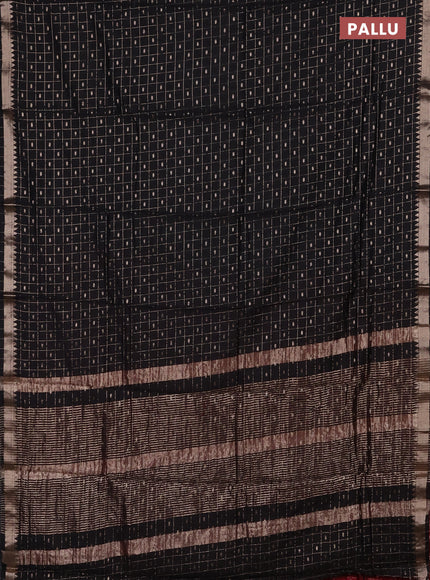 Semi chanderi saree black and deep maroon with allover zari checks & buttas and zari woven border