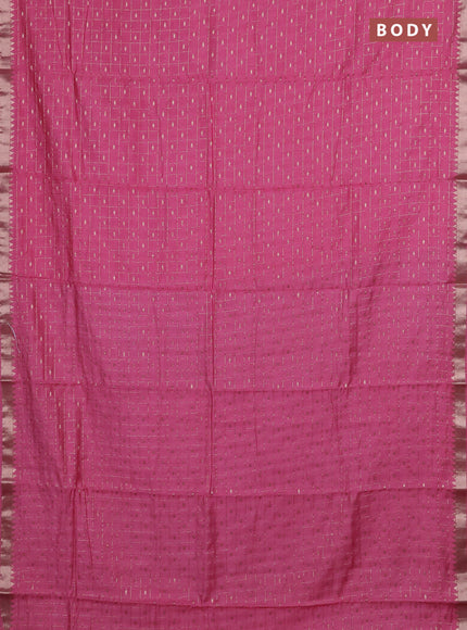 Semi chanderi saree light pink and navy blue with allover zari checks & buttas and zari woven border