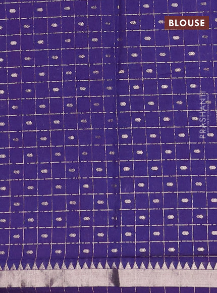 Semi chanderi saree light pink and navy blue with allover zari checks & buttas and zari woven border