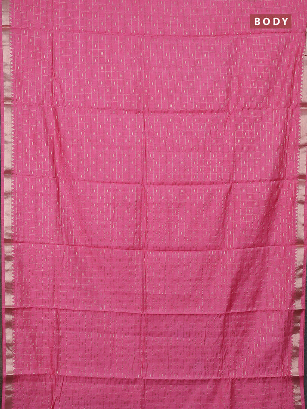 Semi chanderi saree light pink and rust shade with allover zari checks & buttas and zari woven border