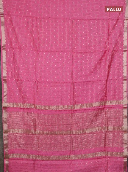 Semi chanderi saree light pink and rust shade with allover zari checks & buttas and zari woven border