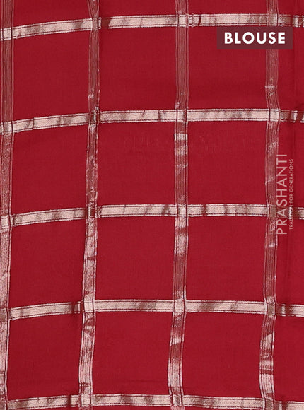 Semi chanderi saree rust shade and wine shade with allover zari checked pattern in borderless style