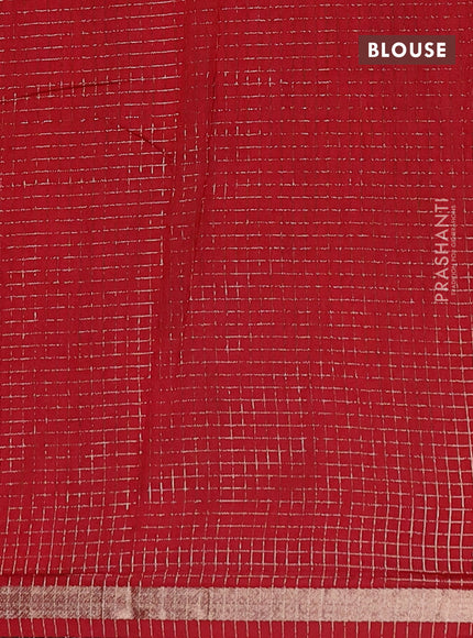 Semi chanderi saree black and maroon with allover small checks pattern and small zari woven border