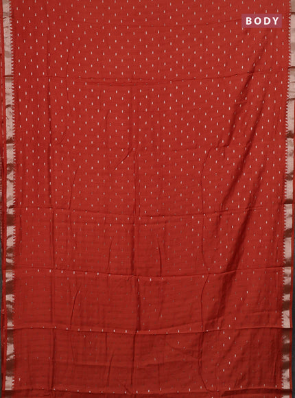 Semi chanderi saree rust shade and light green with allover zari woven buttas and zari woven border