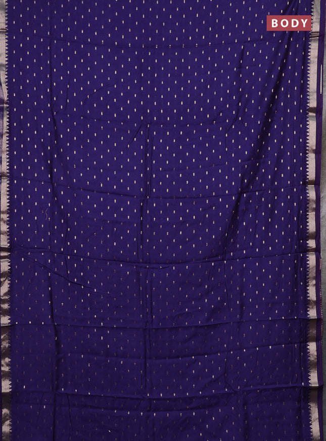 Semi chanderi saree navy blue and maroon with allover zari woven buttas and zari woven border