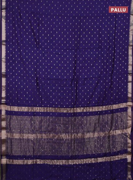 Semi chanderi saree navy blue and maroon with allover zari woven buttas and zari woven border