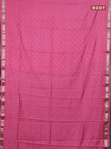 Semi chanderi saree light pink and blue with allover zari woven buttas and zari woven border