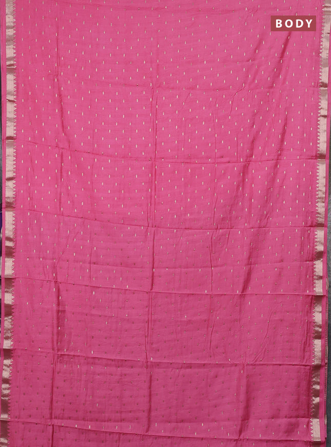Semi chanderi saree light pink and blue with allover zari woven buttas and zari woven border