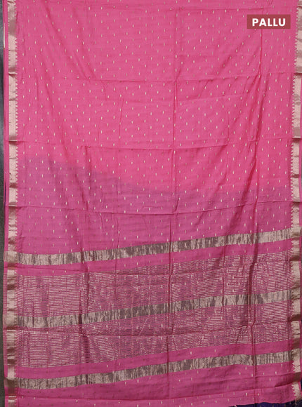 Semi chanderi saree light pink and blue with allover zari woven buttas and zari woven border