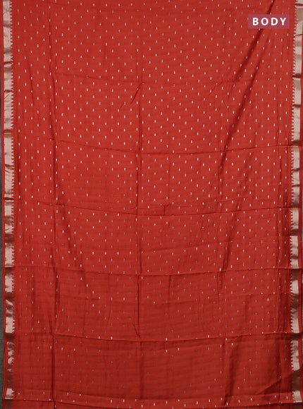 Semi chanderi saree rust shade and deep wine shade with allover zari woven buttas and zari woven border