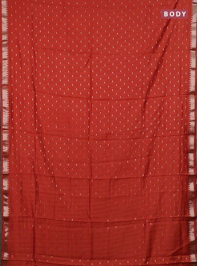 Semi chanderi saree rust shade and deep wine shade with allover zari woven buttas and zari woven border