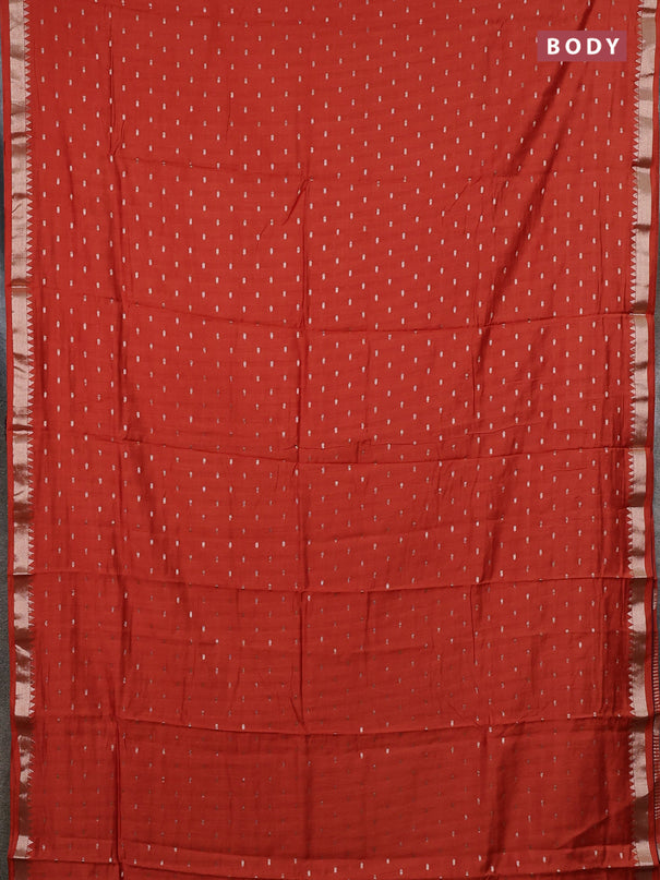 Semi chanderi saree rust shade and deep wine shade with allover zari woven buttas and zari woven border