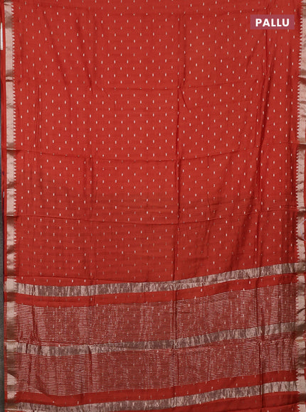 Semi chanderi saree rust shade and deep wine shade with allover zari woven buttas and zari woven border