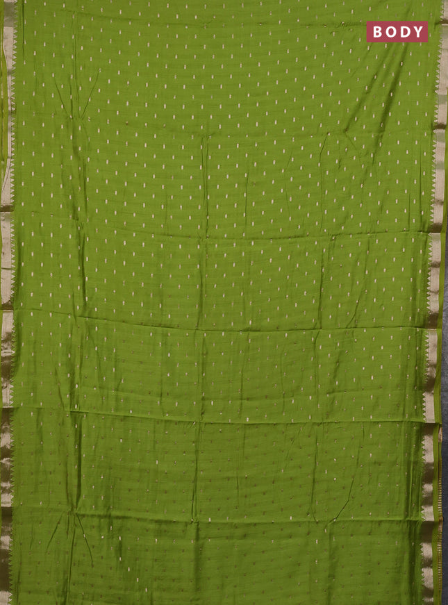 Semi chanderi saree light green and blue with allover zari woven buttas and zari woven border