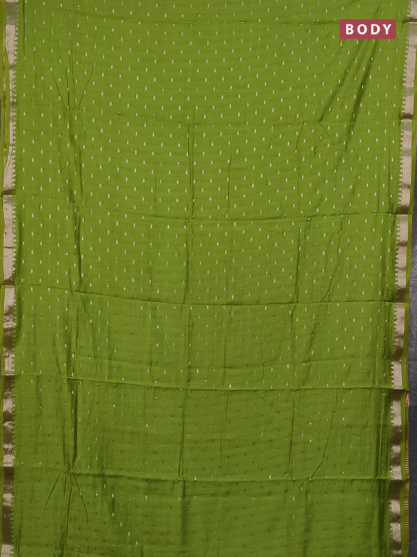 Semi chanderi saree light green and blue with allover zari woven buttas and zari woven border