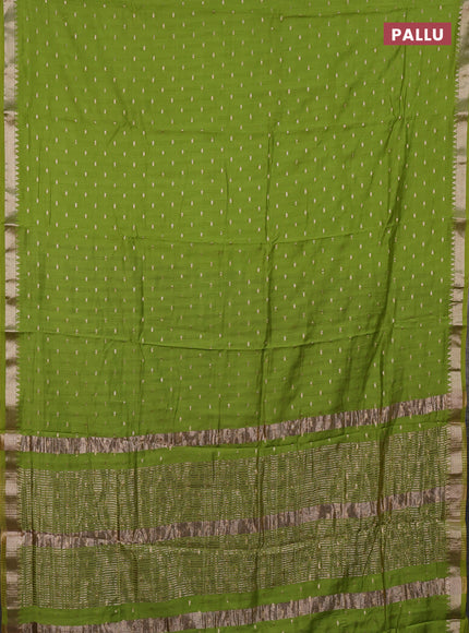 Semi chanderi saree light green and blue with allover zari woven buttas and zari woven border