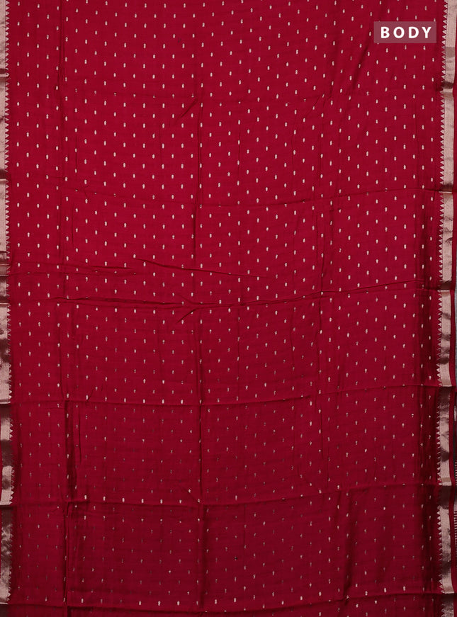 Semi chanderi saree maroon and green with allover zari woven buttas and zari woven border