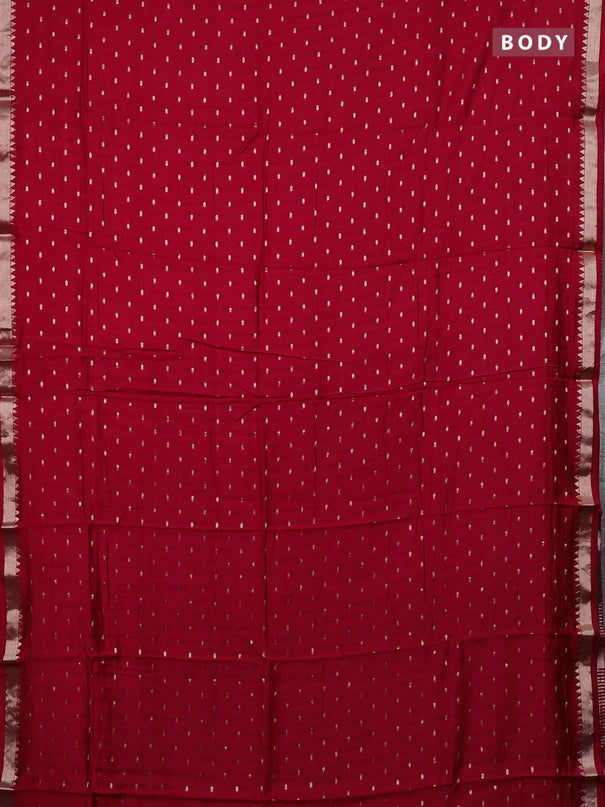 Semi chanderi saree maroon and green with allover zari woven buttas and zari woven border