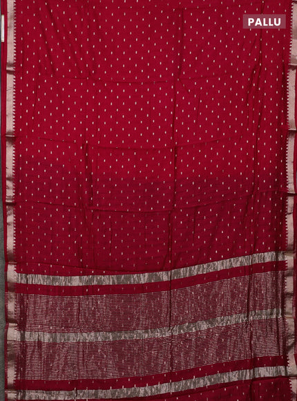 Semi chanderi saree maroon and green with allover zari woven buttas and zari woven border