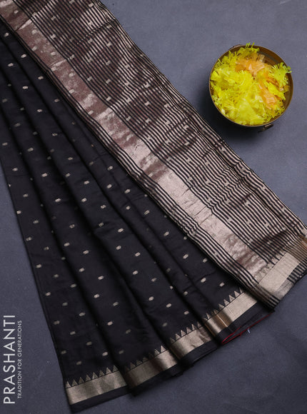 Semi chanderi saree black and wine shade with allover zari woven buttas and zari woven border