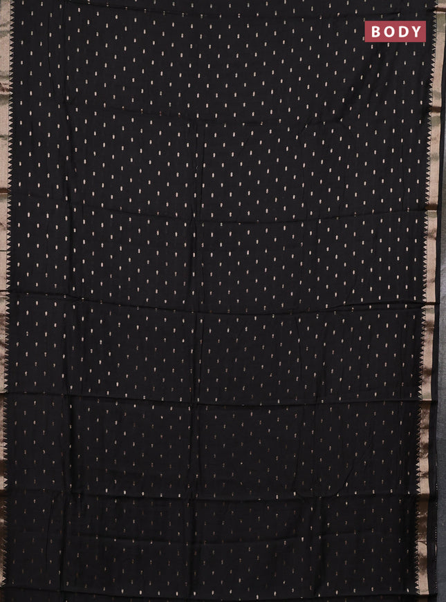 Semi chanderi saree black and wine shade with allover zari woven buttas and zari woven border