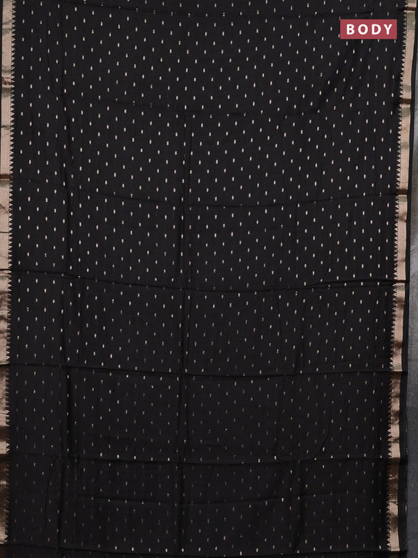 Semi chanderi saree black and wine shade with allover zari woven buttas and zari woven border