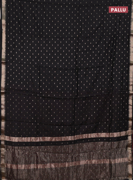 Semi chanderi saree black and wine shade with allover zari woven buttas and zari woven border