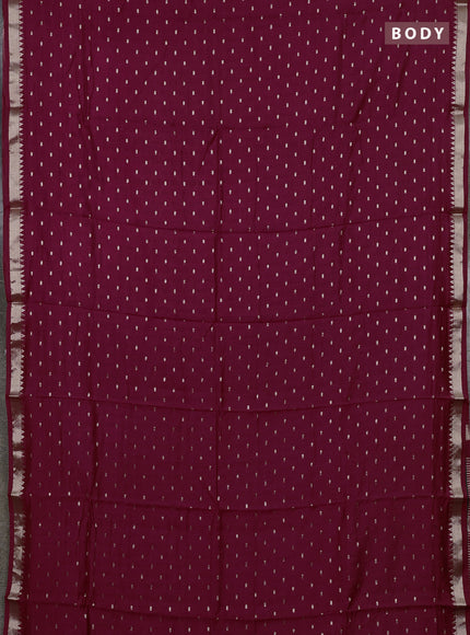 Semi chanderi saree wine shade and bottle green with allover zari woven buttas and zari woven border